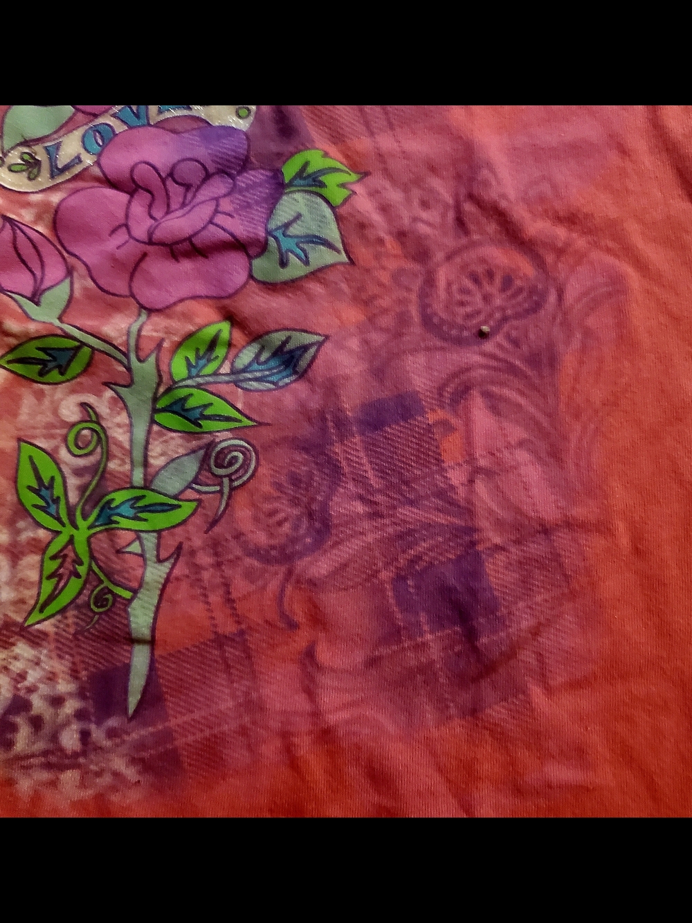 Womens Fame & Fortune Hot Pink Sugar Skull & Rose Graphic Tee - Picture 3 of 6